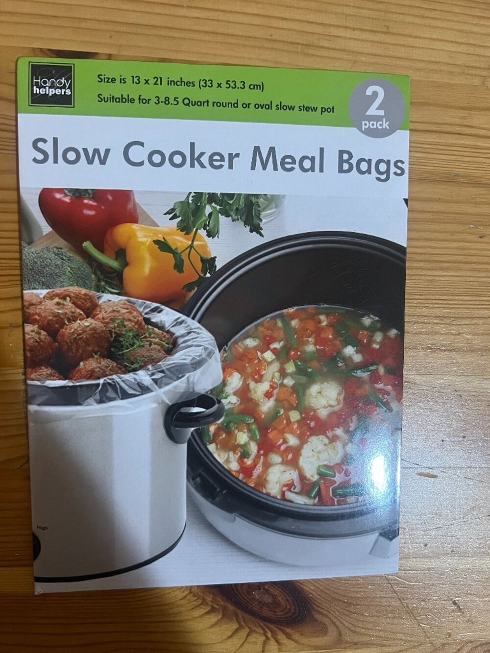 SLOW COOKER MEAL BAGS 2 pack Disposable Fits 3-8.5 Qt Round or Oval Pots Brand N
